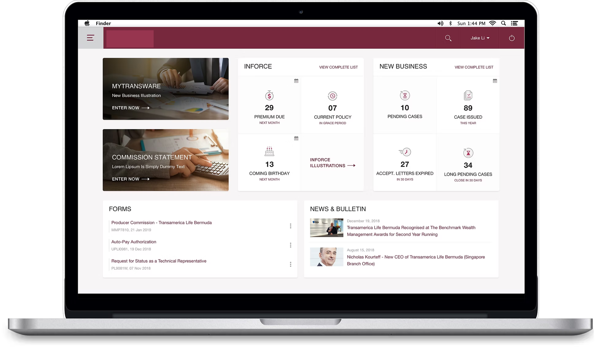 Leading Global Life Insurance Provider - Dashboard